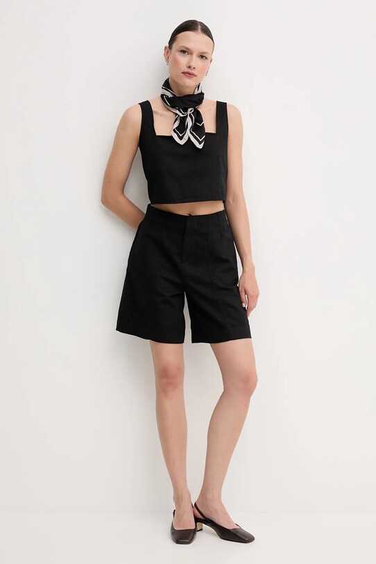 Šortky s prímesou ľanu Calvin Klein Jeans J20J225219 čierna SS25