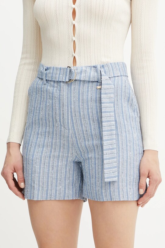 Fracomina pantaloncini in lino misto alta blu FS25SV6004W402Q6