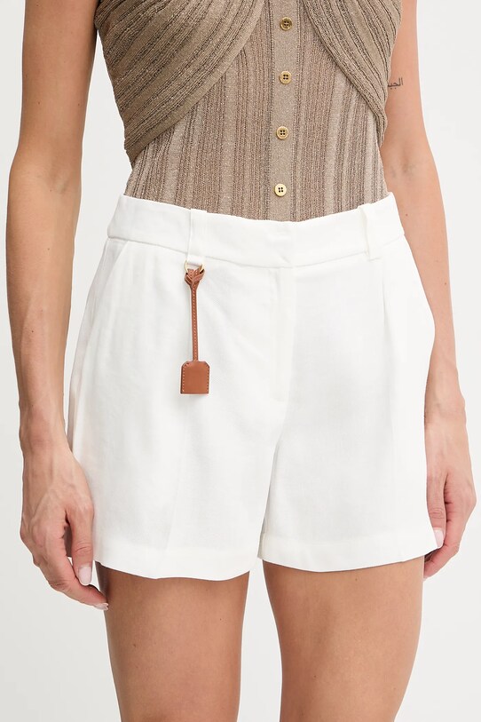 Ľanové šortky Elisabetta Franchi ľan biela SH01252E2