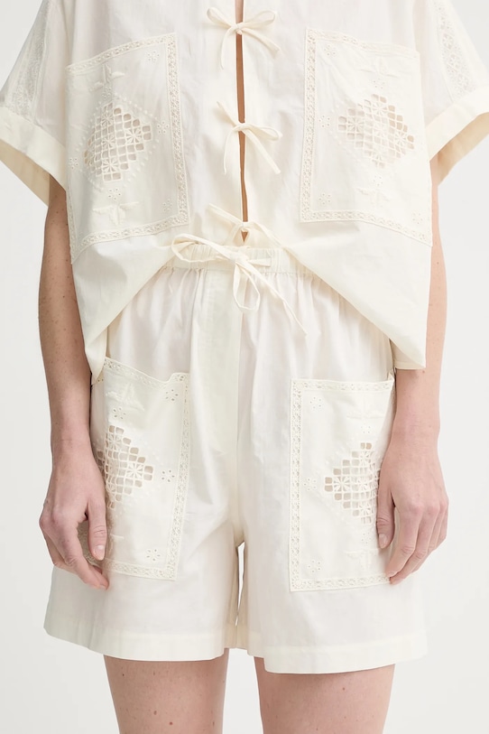 Sessun pamut rövidnadrág sima bézs 25206002