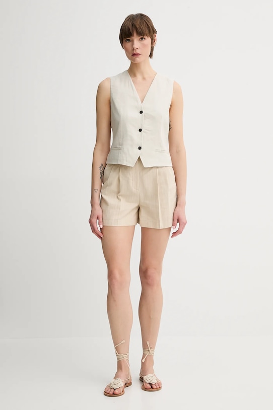 PS Paul Smith pantaloni scurți din amestec de in W2R.317T.P31282 bej SS25