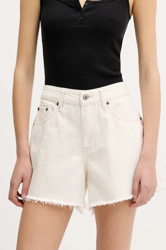 Džínové šortky Abercrombie & Fitch high béžová KI149.5205.178