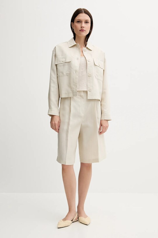 Шорты с примесью льна United Colors of Benetton 45BVD9026 бежевый SS25
