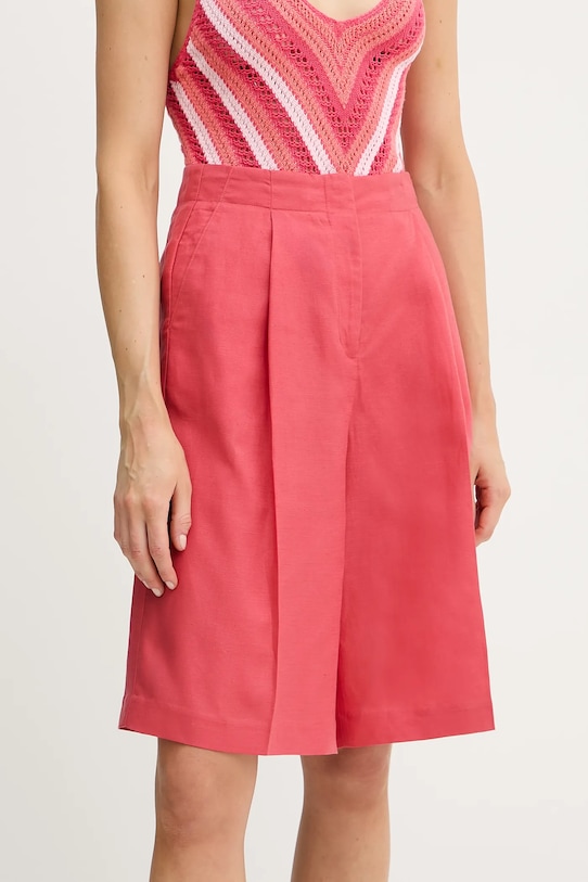 United Colors of Benetton szorty z domieszką lnu tkanina różowy 45BVD9026