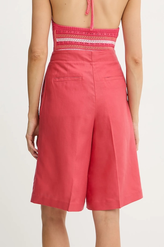 Odzież United Colors of Benetton szorty z domieszką lnu 45BVD9026 różowy