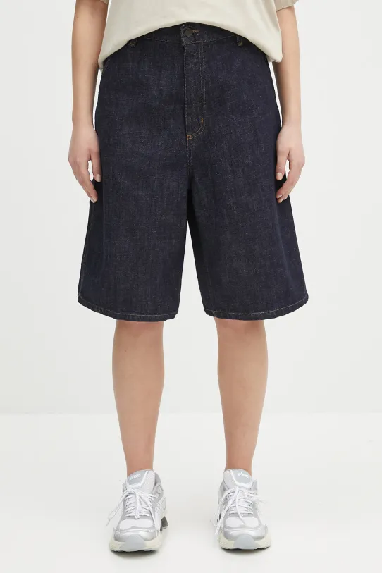 Τζιν σορτς Carhartt WIP Brandon Single Knee Short ύφασμα σκούρο μπλε I034875.102