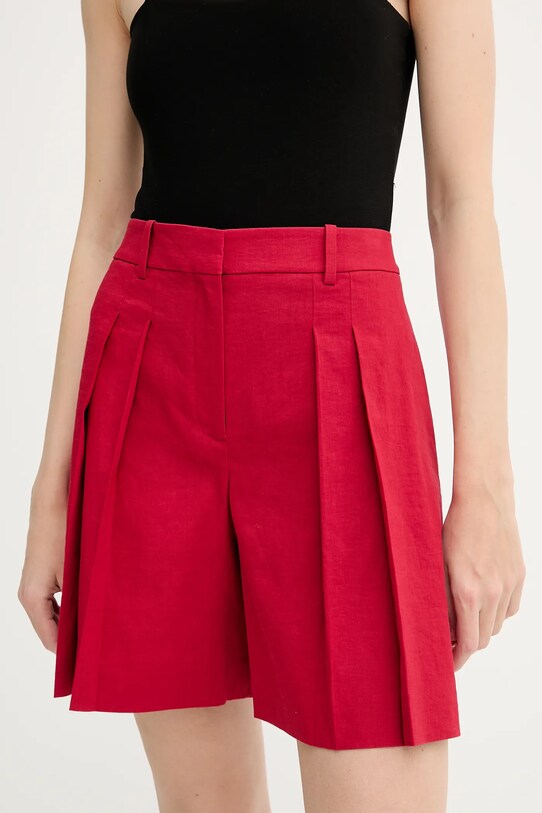 Theory pantaloni scurți din in in rosu P0303208