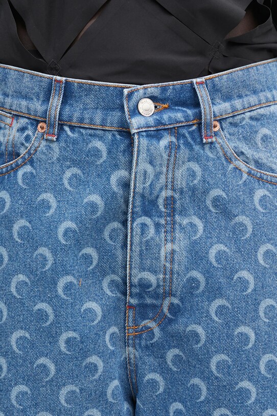 Džínové šortky Marine Serre Moon Laser Denim Skater modrá USH004A.CDEN0002