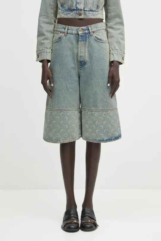 Marine Serre denim shorts Moon Laser Denim Skater cotton blue USH004A.CDEN0003