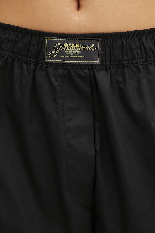 GANNI cotton shorts Cotton Poplin Elasticated black W0504