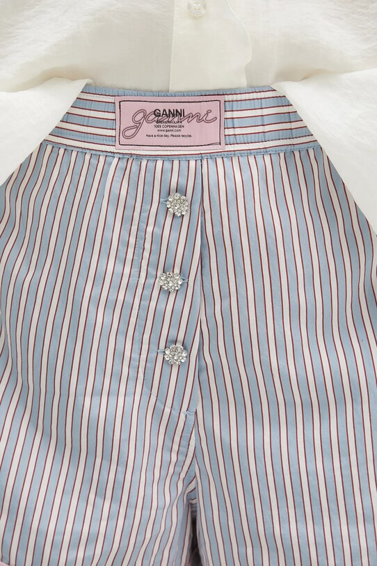 GANNI pantaloncini Yarn Dyed Stripe Elasticated blu W0388