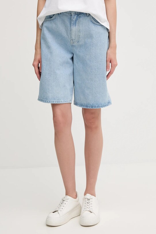 Sisley pantaloni scurți jeans bumbac albastru 4W9KL901L