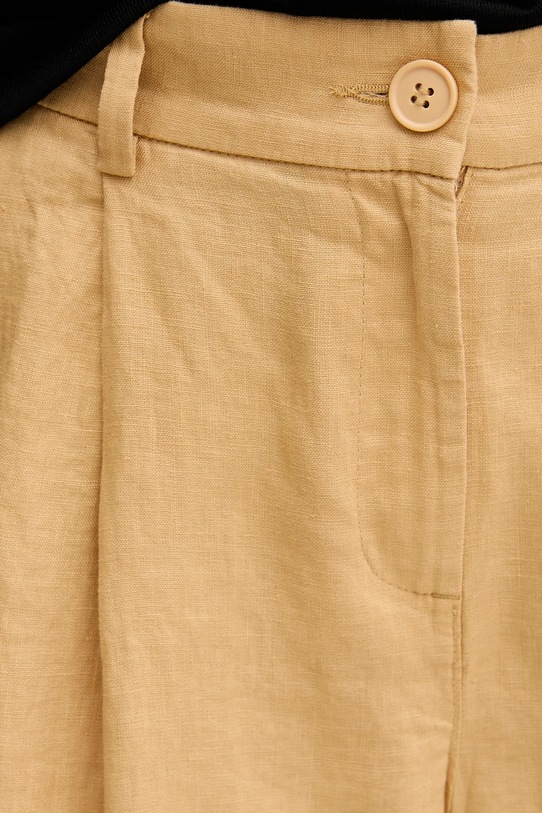 Sisley pantaloni scurți din in verde 4AGHL901K