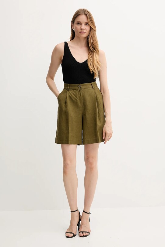 Лляні шорти Sisley 4AGHL901K зелений SS25