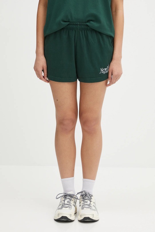 Памучен къс панталон Sporty & Rich Ny 94 Disco Short памук зелен SH037606034GR10
