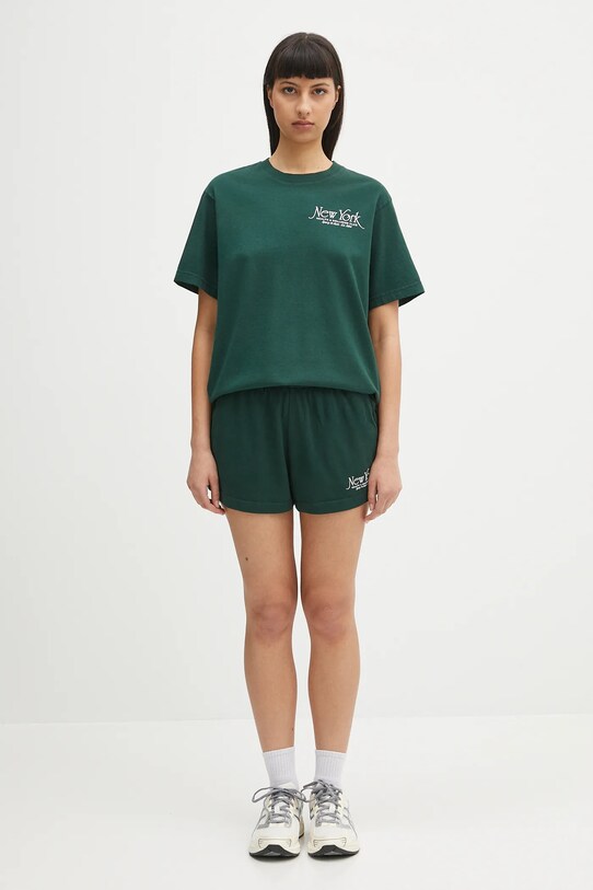 Памучен къс панталон Sporty & Rich Ny 94 Disco Short SH037606034GR10 зелен