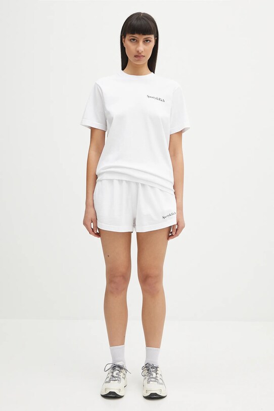 Sporty & Rich cotton shorts Serif Logo Disco Short SH037606300WH01 white