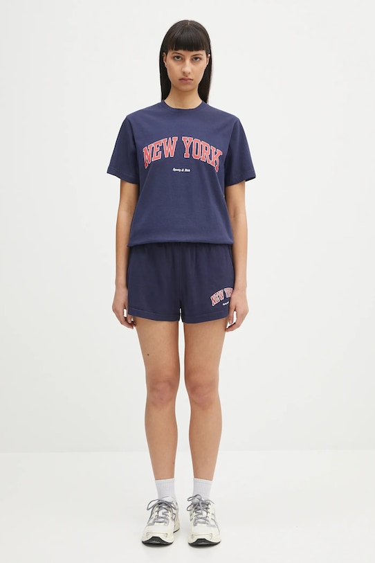 Bavlněné šortky Sporty & Rich New York Ivy Disco Short SH037606304BL106 námořnická modř