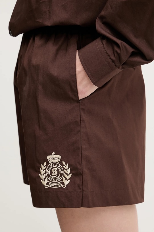 Sporty & Rich szorty bawełniane H&W Crest Poplin brązowy SH012612241BR03