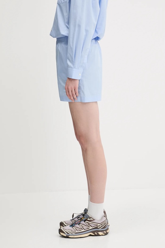 Sporty & Rich pantaloni scurți din bumbac H&W Crest Poplin SH012612302BL59 albastru SS25