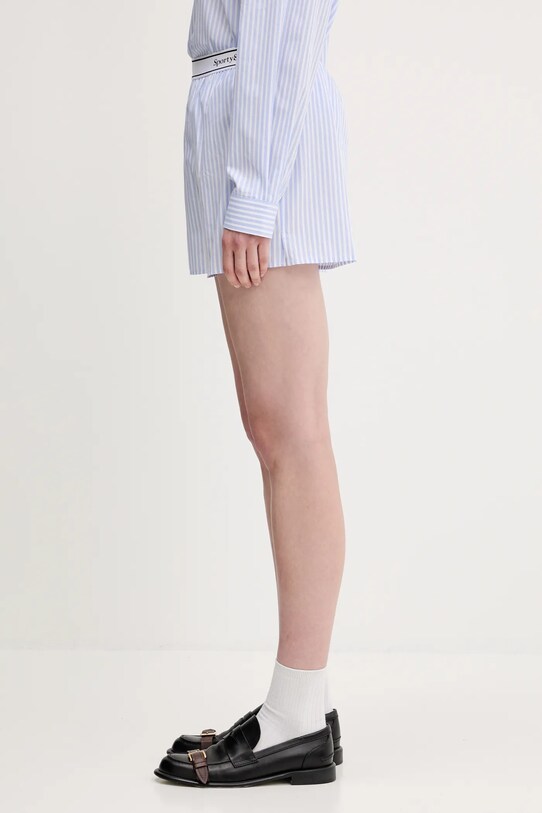 Хлопковые шорты Sporty & Rich Serif Logo SH015612300ST08 голубой SS25