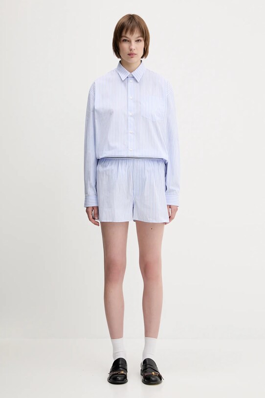 Sporty & Rich cotton shorts Serif Logo SH015612300ST08 blue