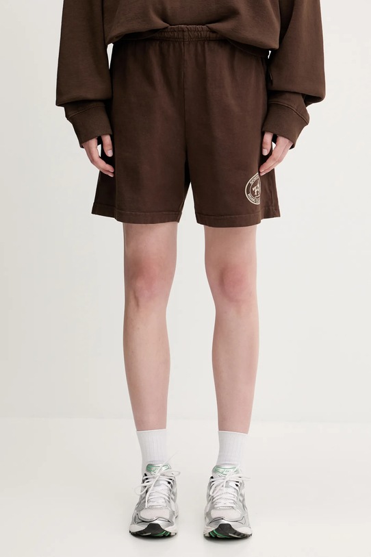 Хлопковые шорты Sporty & Rich Riding Club Gym печать коричневый SH039612244BR03