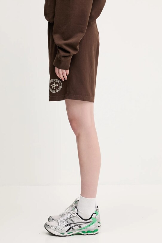 Хлопковые шорты Sporty & Rich Riding Club Gym SH039612244BR03 коричневый SS25