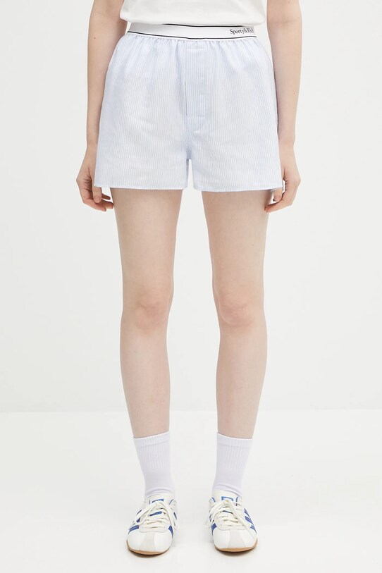 Памучен къс панталон Sporty & Rich Serif Logo Oxford памук син SH015620300ST03
