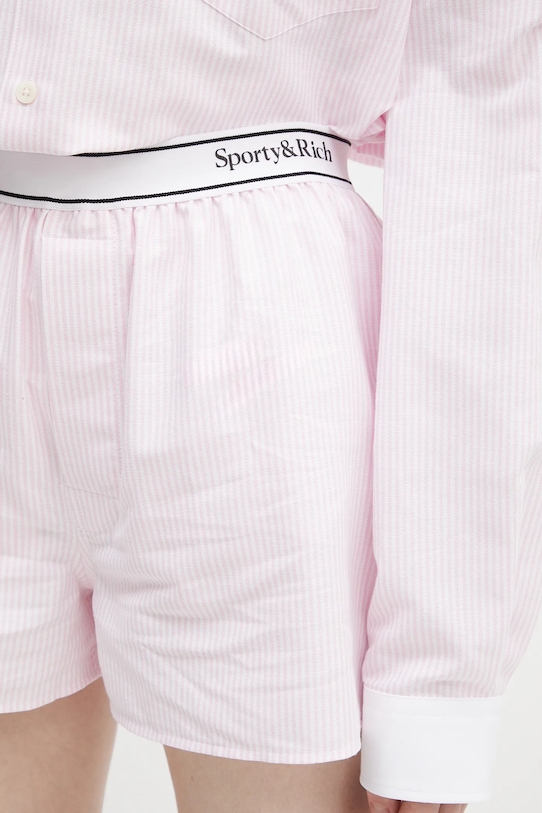 Памучен къс панталон Sporty & Rich Serif Logo Oxford розов SH015620300ST64