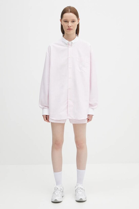 Памучен къс панталон Sporty & Rich Serif Logo Oxford SH015620300ST64 розов