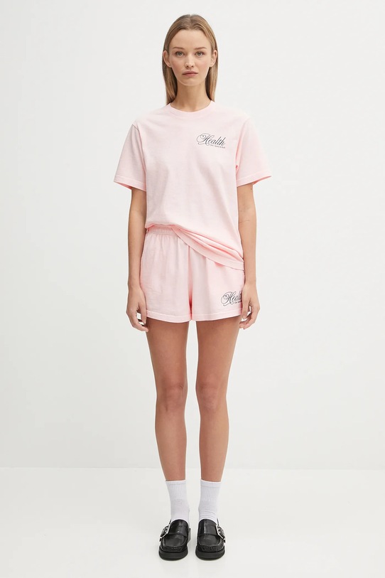 Sporty & Rich pantaloni scurți din bumbac Health Script Disco SH037620078P140 roz