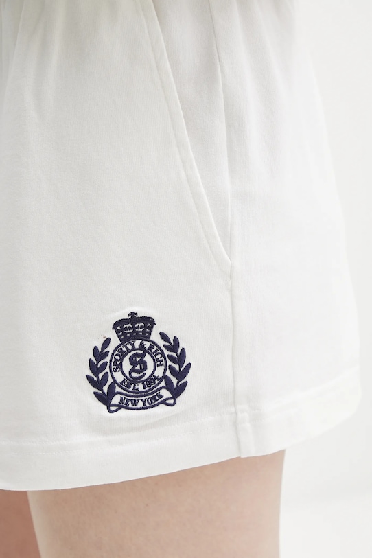 Sporty & Rich szorty bawełniane H&W Crest Embroidered Disco biały SH037620241WH01