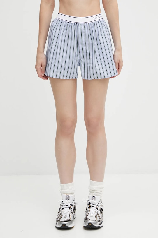 Sporty & Rich szorty bawełniane Serif Logo pozostałe niebieski SH015621300MU02