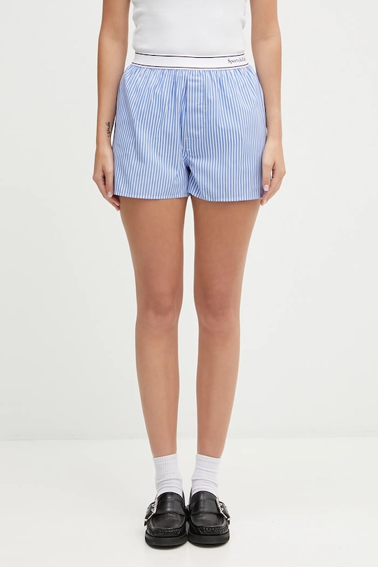 Sporty & Rich szorty bawełniane Italic Logo Boxer wzorzyste niebieski SH015621300ST08