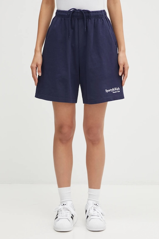 Sporty & Rich szorty bawełniane Play Tennis Gym nadruk granatowy SH039621425BL106