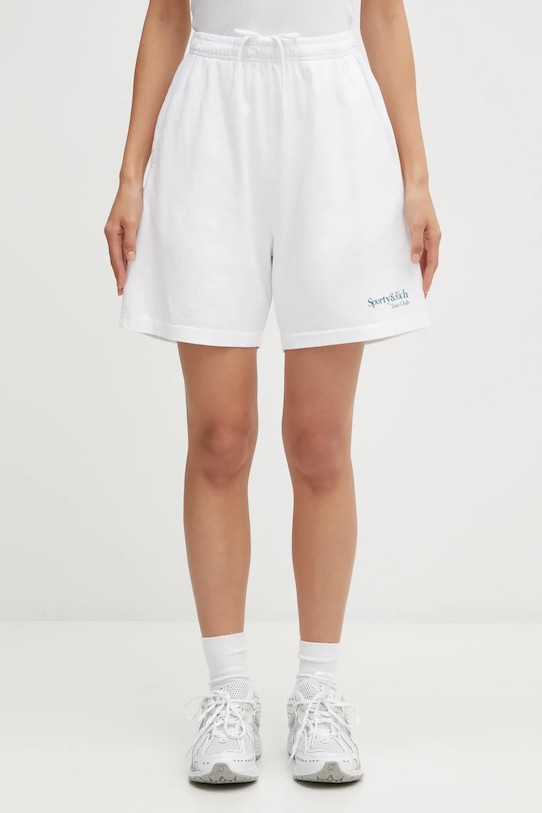 Sporty & Rich szorty bawełniane Play Tennis Gym gładkie biały SH039621425WH01