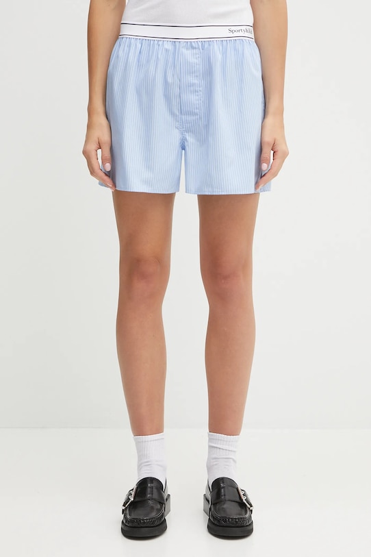 Sporty & Rich szorty bawełniane Serif Logo Gym wzorzyste niebieski SH015602300ST08
