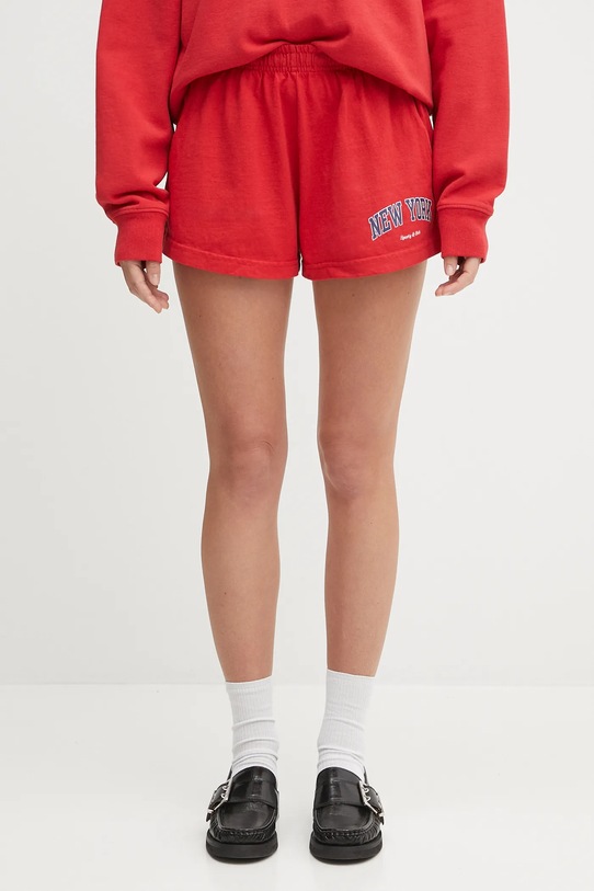 Sporty & Rich szorty bawełniane New York Ivy Disco nadruk czerwony SH037602077RE15