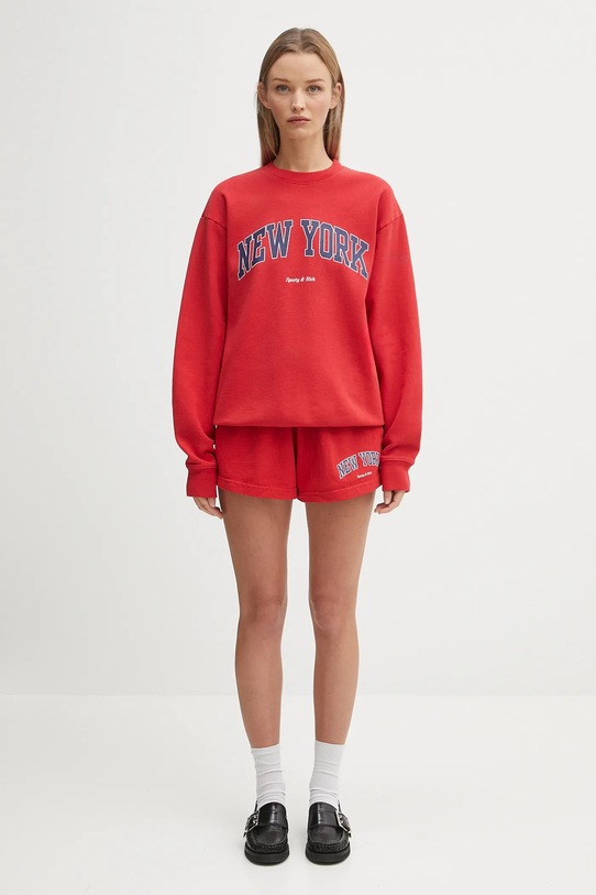 Sporty & Rich szorty bawełniane New York Ivy Disco SH037602077RE15 czerwony