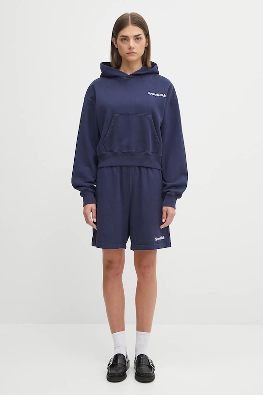 Sporty & Rich pantaloncini in cotone Serif Logo Gym SH039602300BL106 blu navy