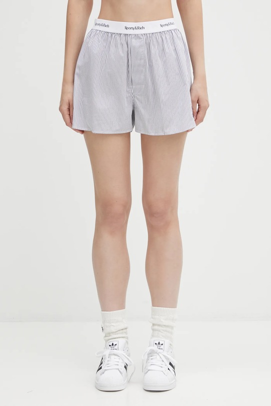 Sporty & Rich szorty bawełniane Yankees Serif wzorzyste niebieski SH004623631ST09