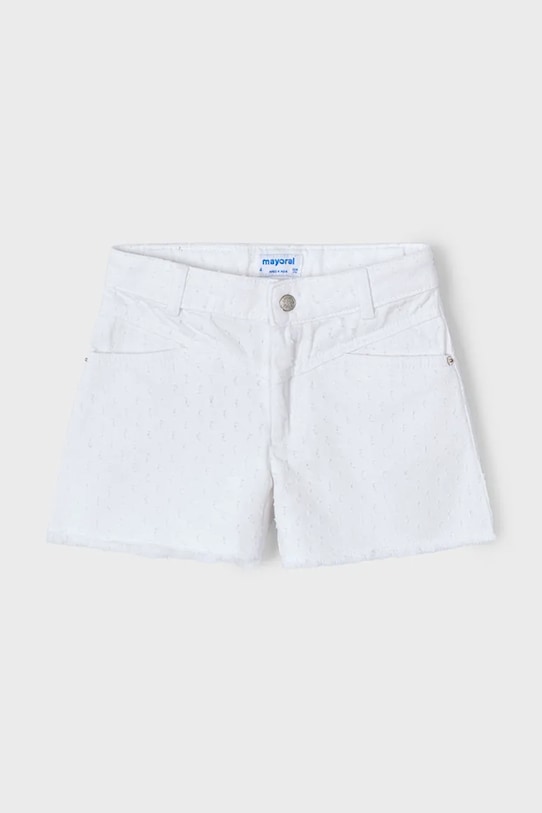 Mayoral pantaloni scurți din bumbac pentru copii 3205.6J.Mini.PPYA alb SS25