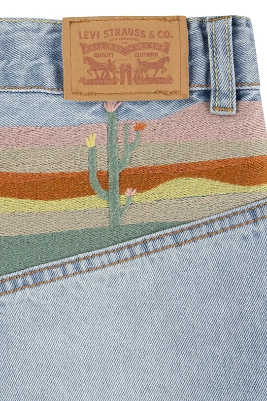 Детские джинсовые шорты Levi's MINI MOM SHORT W EMBROIDER голубой 3EM218
