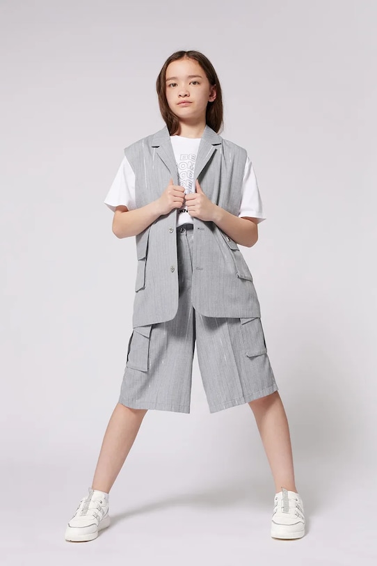 Detské krátke nohavice Dkny látka sivá D62274.156.162
