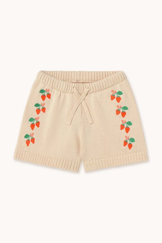 Tinycottons szorty bawełniane dziecięce STRAWBERRIES SHORTS SS25.301 beżowy SS25