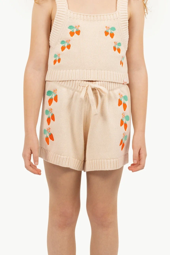 Tinycottons pantaloni scurți din bumbac pentru copii STRAWBERRIES SHORTS bej SS25.301