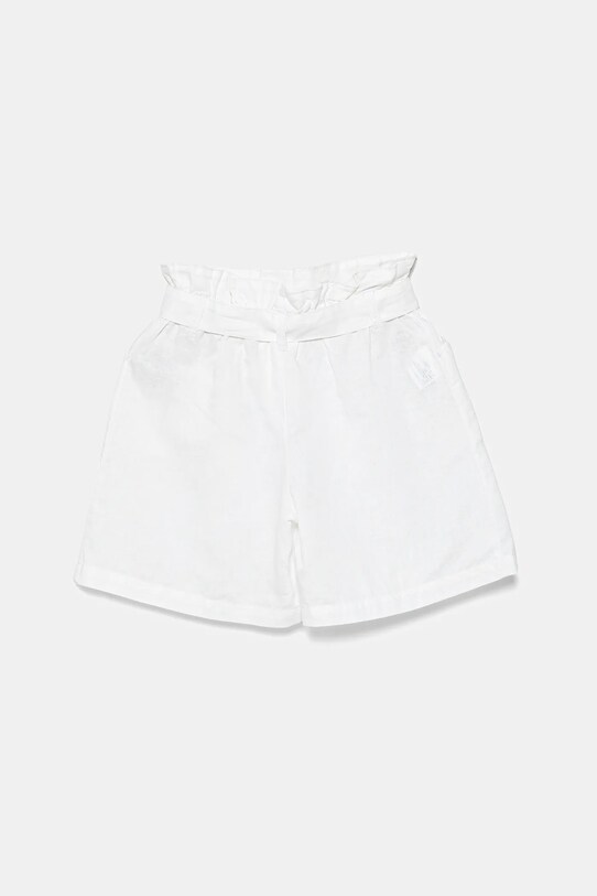 United Colors of Benetton pantaloni scurți de in pentru copii 43WBC902D.G.Seasonal alb SS25