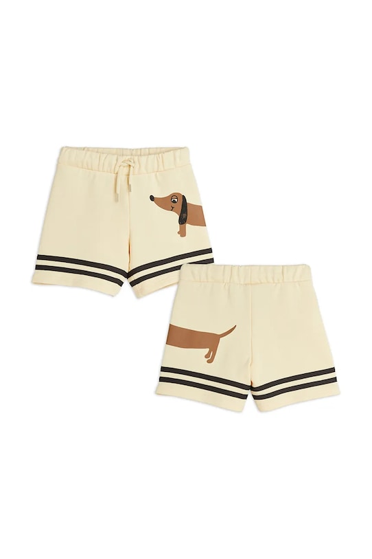 Mini Rodini szorty bawełniane dziecięce Dog 2513012413 beżowy SS25