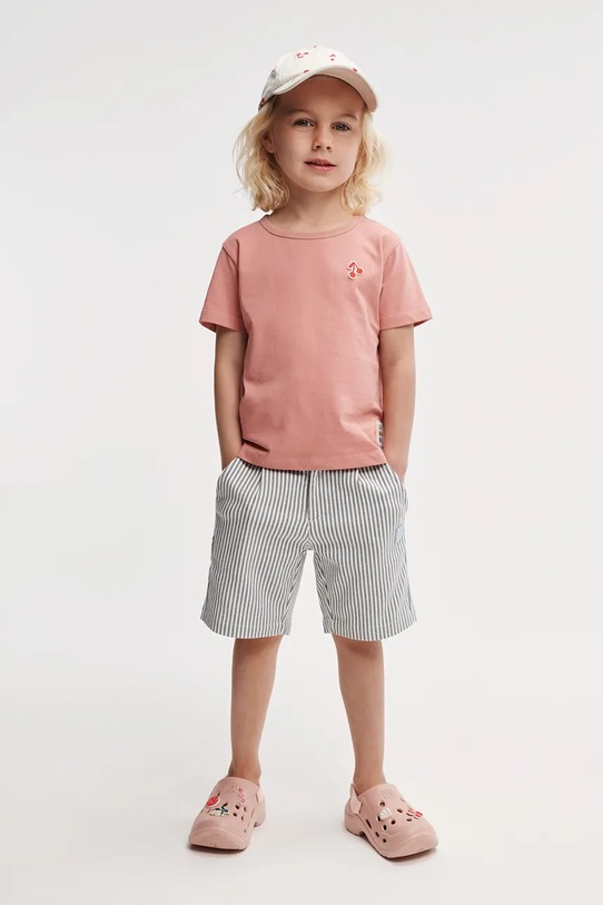 Παιδικό βαμβακερό σορτς Liewood Barrett Stripe Shorts εμπριμέ πράσινο LW19926